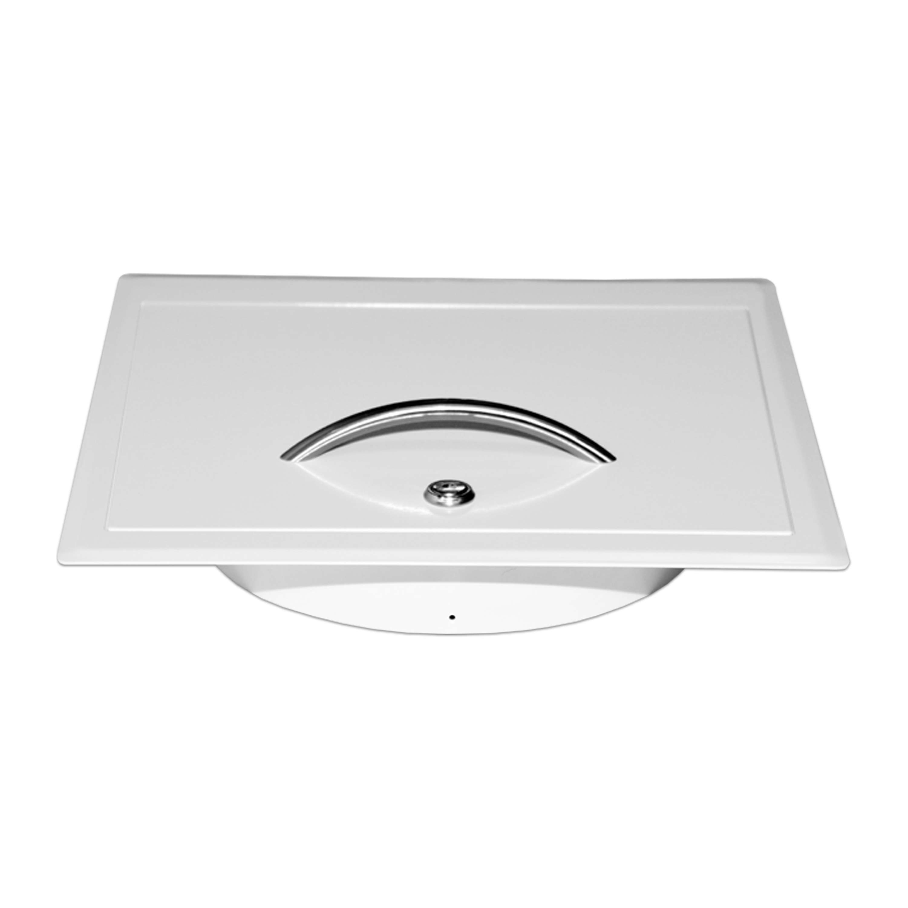 Einwurftür Metall - Weiß - einwandig - ohne Dichtung - eckig/eckig/rund - ⌀ 250 mm