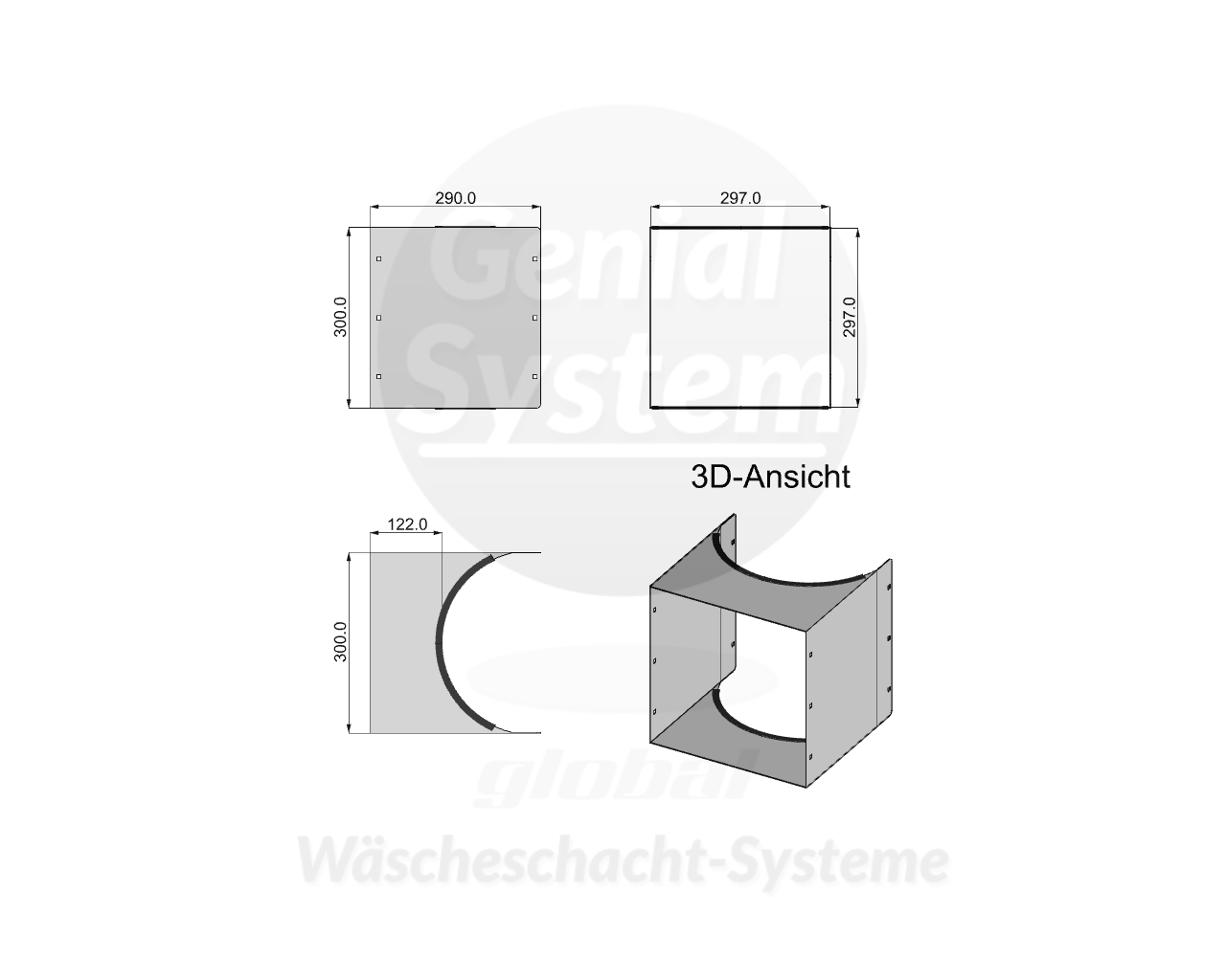 KG-Rohr Anbau-Schurre 300x300 mm