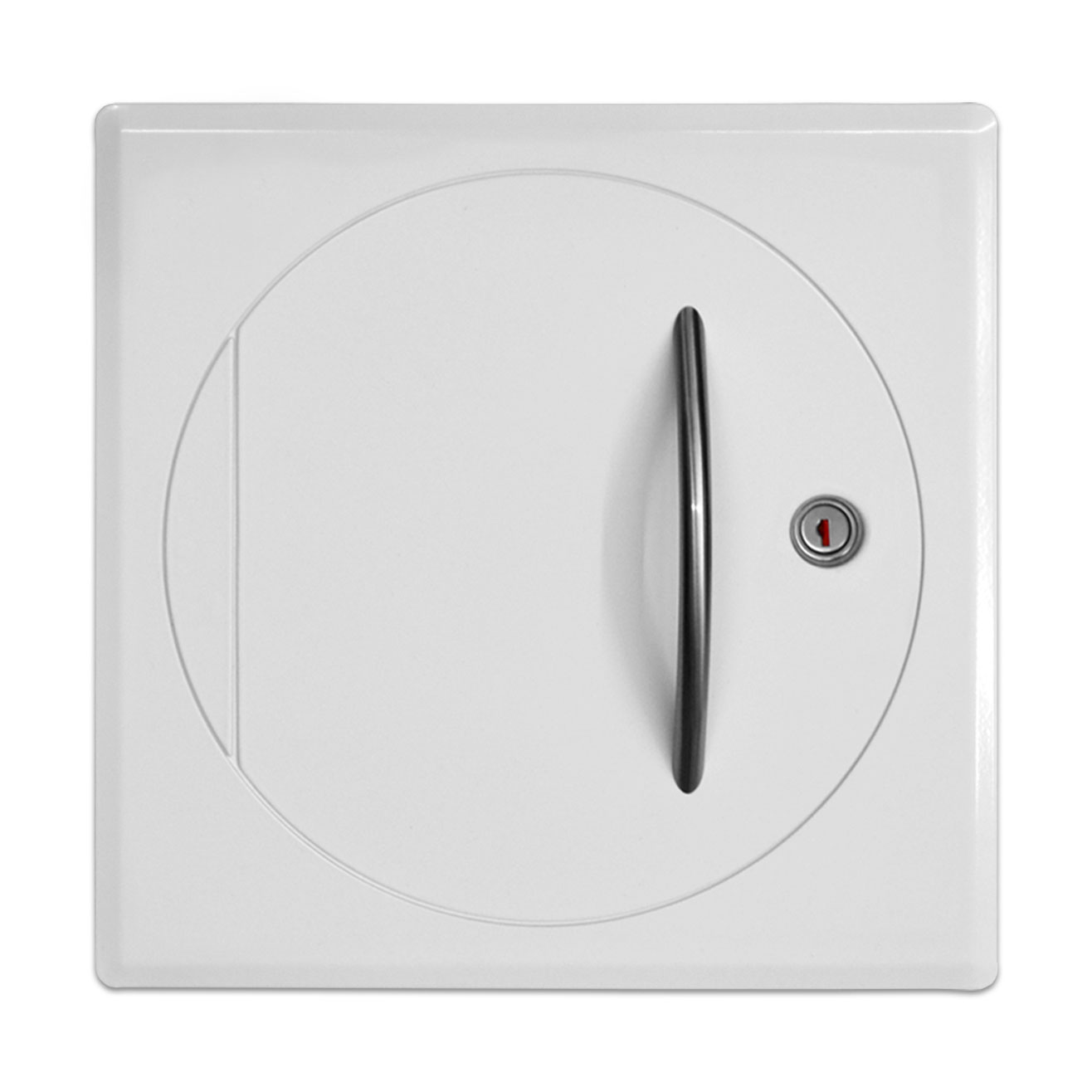 Einwurftür Metall - Weiß - einwandig - ohne Dichtung - eckig/rund/rund - ⌀ 250 mm