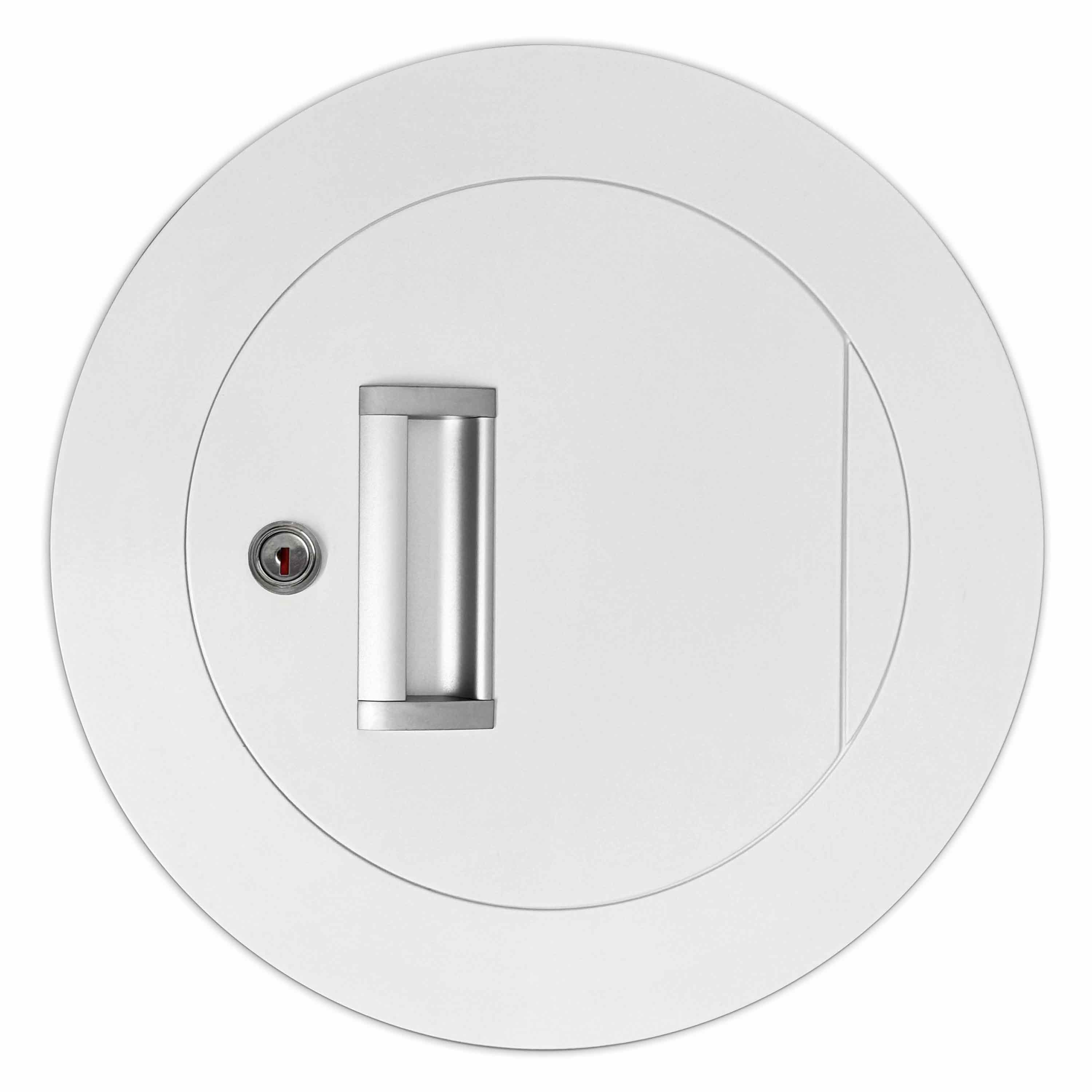 Einwurftür Metall - Weiß - einwandig - ohne Dichtung - rund/rund/rund - ⌀ 250 mm
