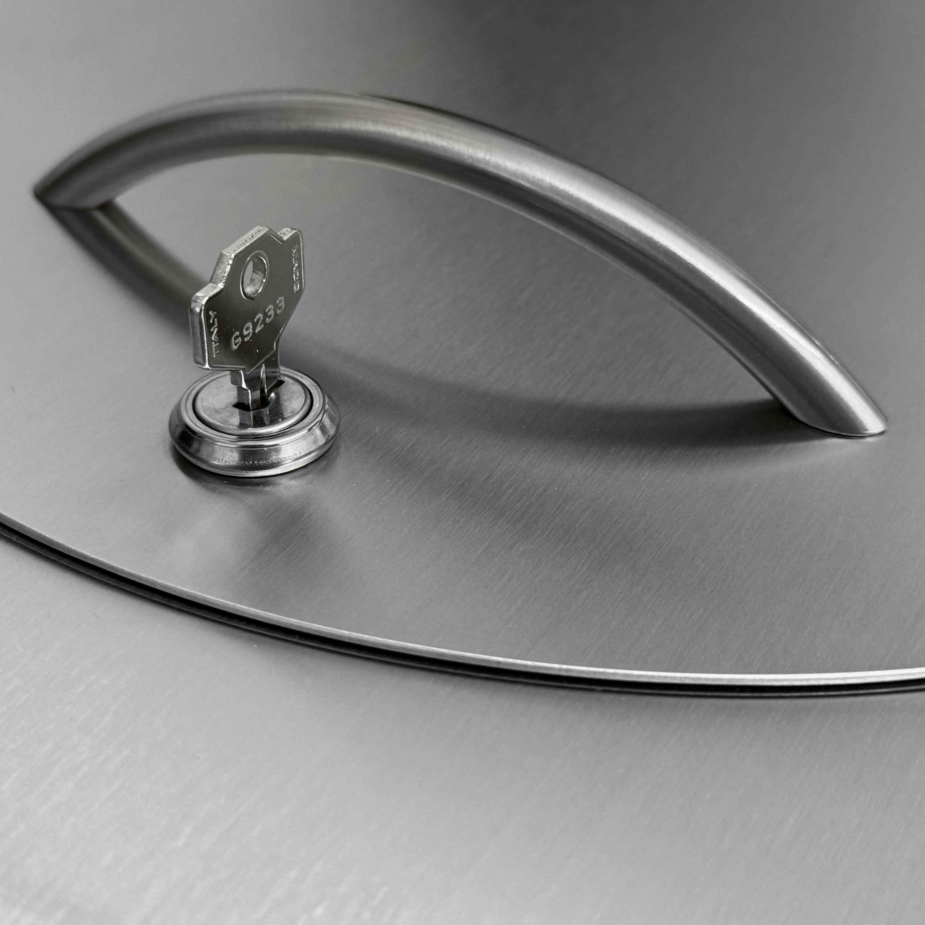 Einwurftür Metall - Edelstahl - einwandig - ohne Dichtung - schmaler Rahmen - rund/rund/rund - ⌀ 250 mm