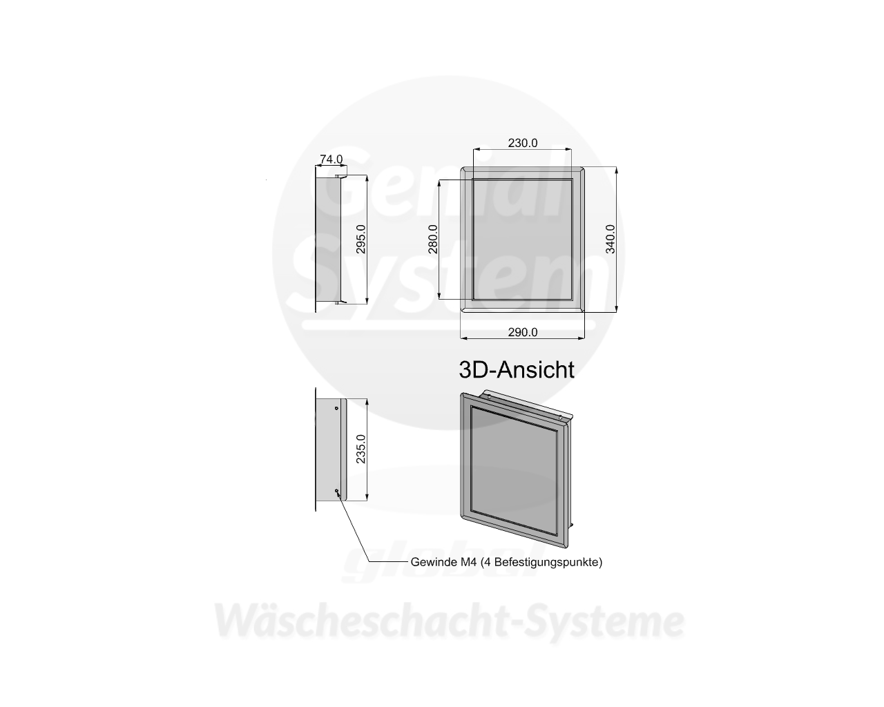 Einwurftüre weiß-RAL 9016, metall doppelwandig, Push-Lock mit Dichtung
