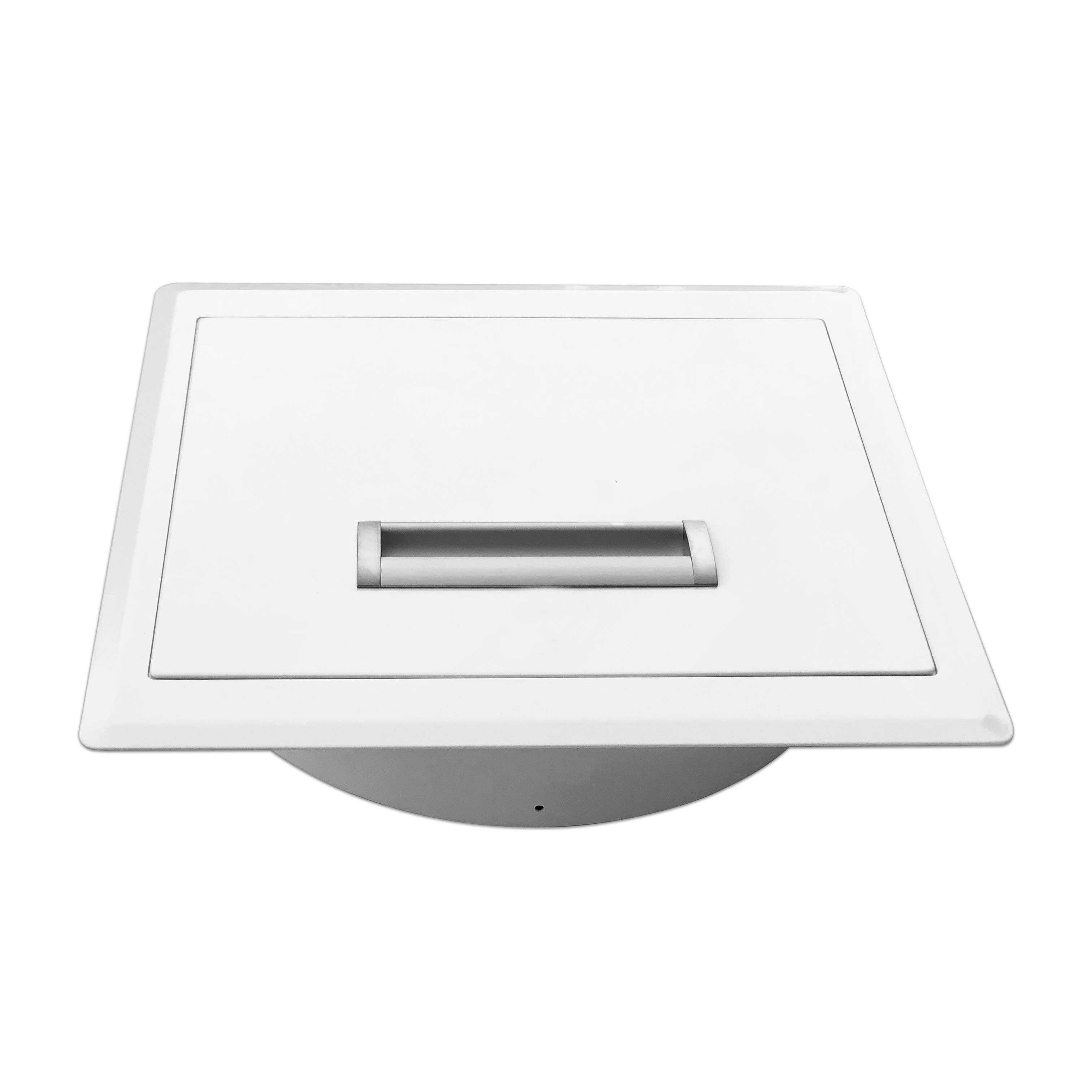 Einwurftür Metall - Weiß - einwandig - ohne Dichtung - eckig/eckig/rund - ⌀ 300 mm