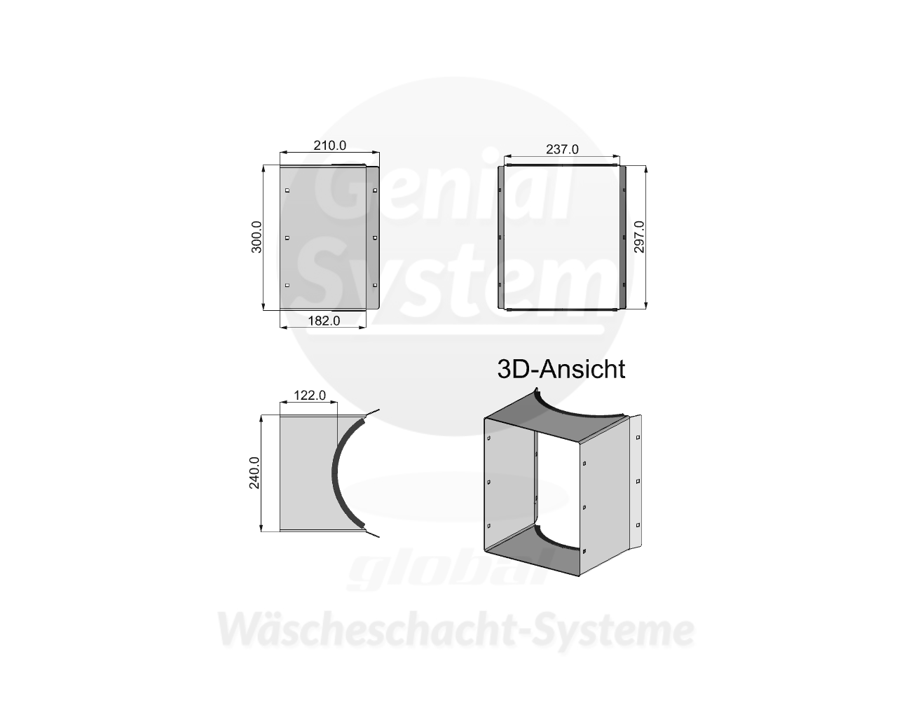 KG-Rohr Anbau-Schurre 240x300 mm