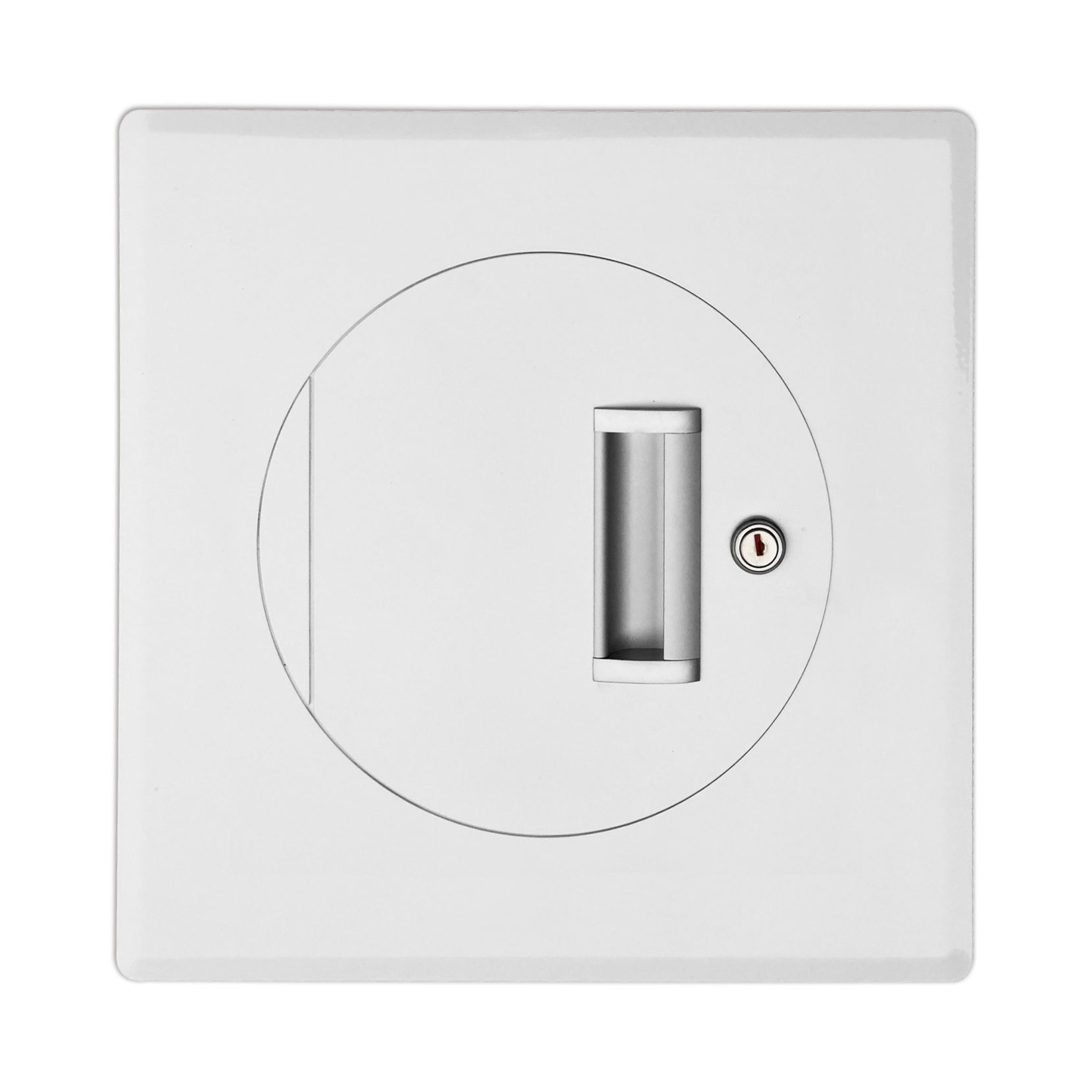 Einwurftür Metall - Weiß - einwandig - ohne Dichtung - eckig/rund/rund - ⌀ 300 mm